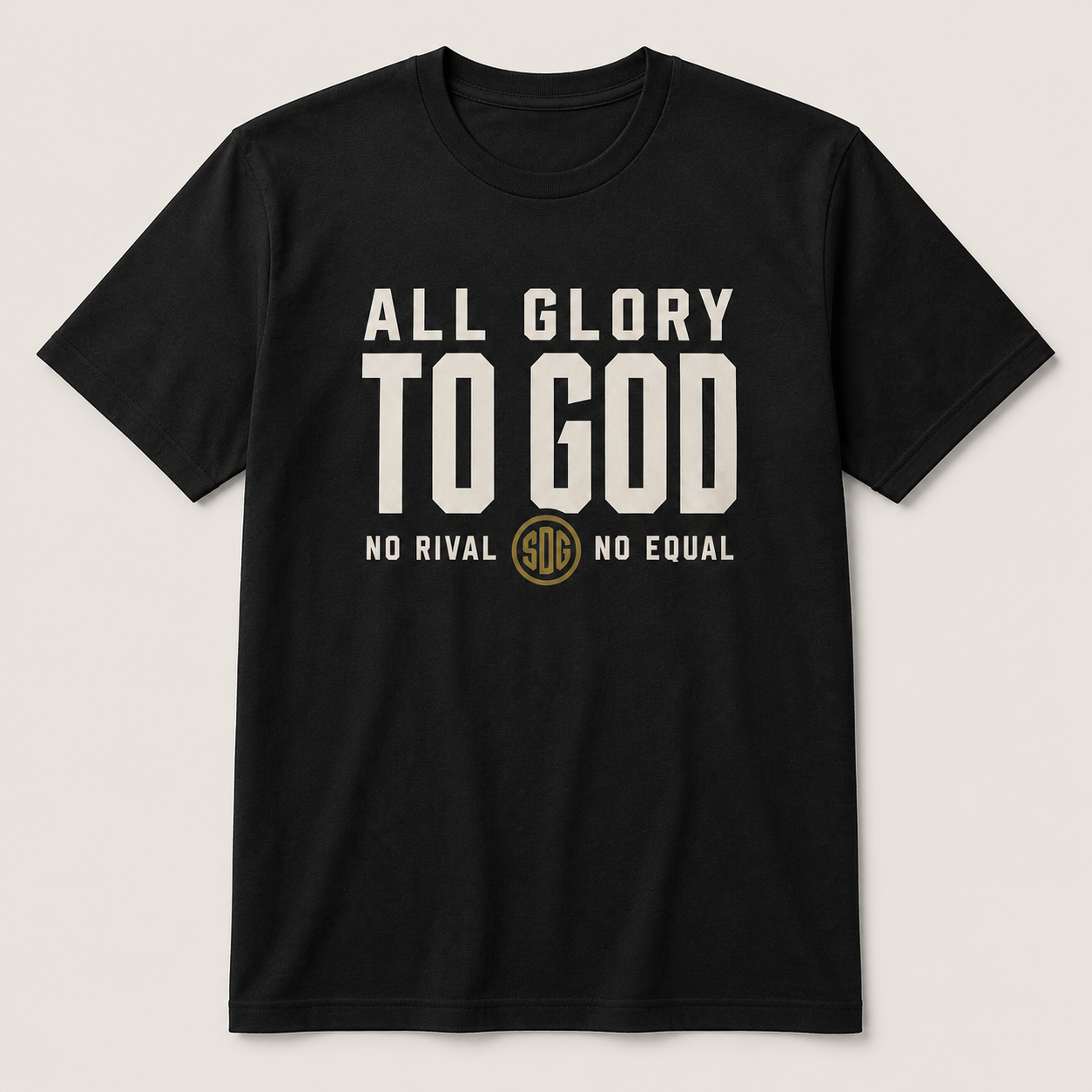 Black ALL GLORY TO GOD Softstyle Tee shown from the front.