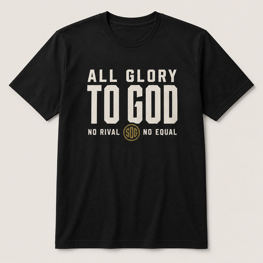Black ALL GLORY TO GOD Softstyle Tee shown from the front.