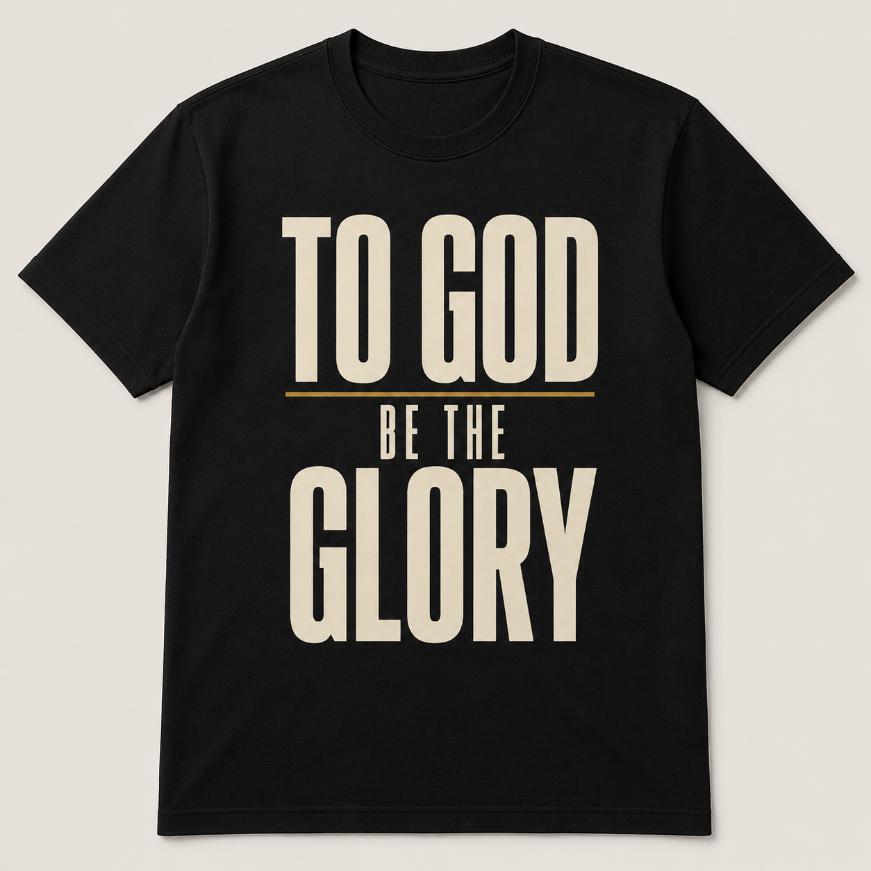 Black UPLIT Softstyle Tee with TO GOD BE THE GLORY front print.