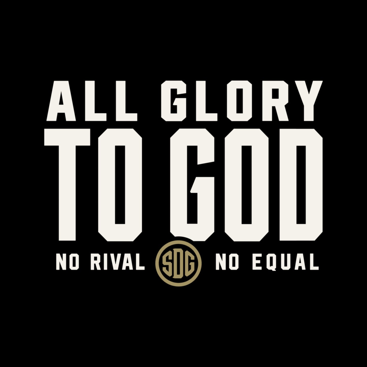 Close-up of the ALL GLORY TO GOD artwork in warm ivory and muted gold.